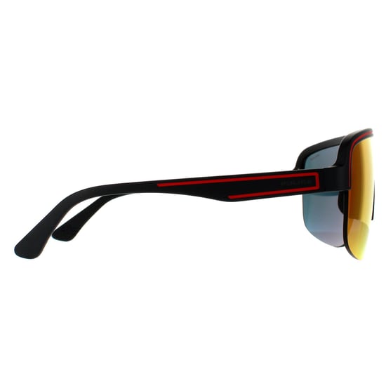 Police Semi Rimless Mens Matte Dark Grey Multilayer Red 90041091