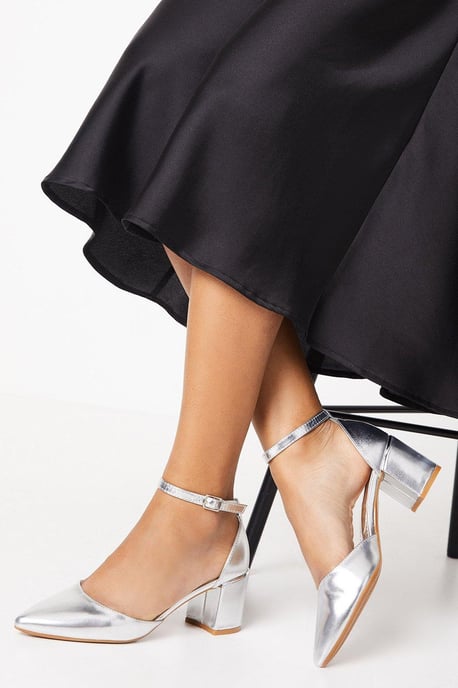 Devonna Pointed Open Mid Block Heel Court Shoes