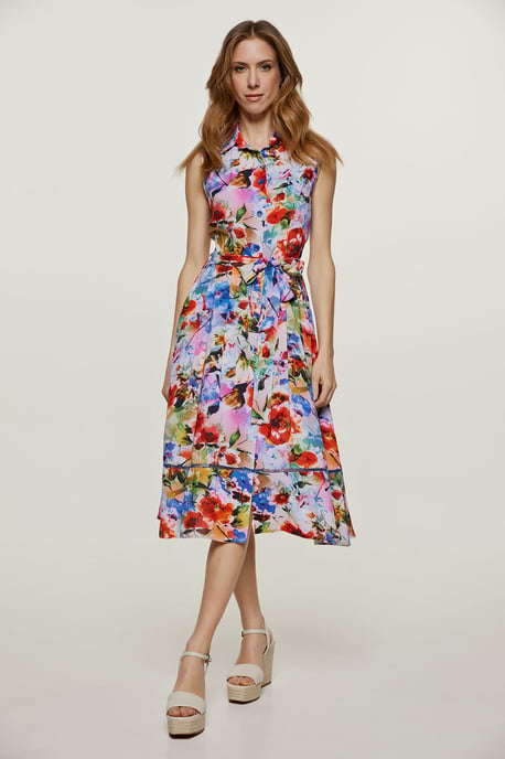 Vestido floral sin mangas con cinturón - Image 6