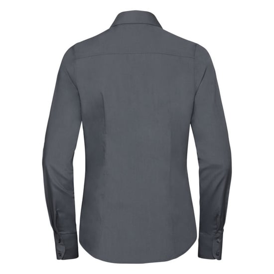 Russell Collection Ladies/Womens Long Sleeve Poly-Cotton Easy Care Fitted Poplin Shirt (Convoy Grey) - Image 2