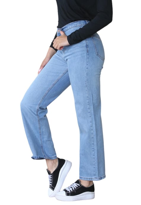 Vaqueros de cintura alta y pierna ancha MYT para mujer en azul claro - Image 3