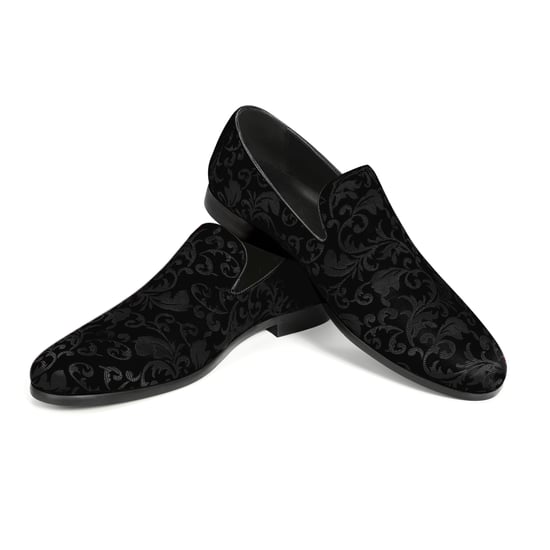 Men's Penny Loafers with Elegant Jacquard Black - Image 1