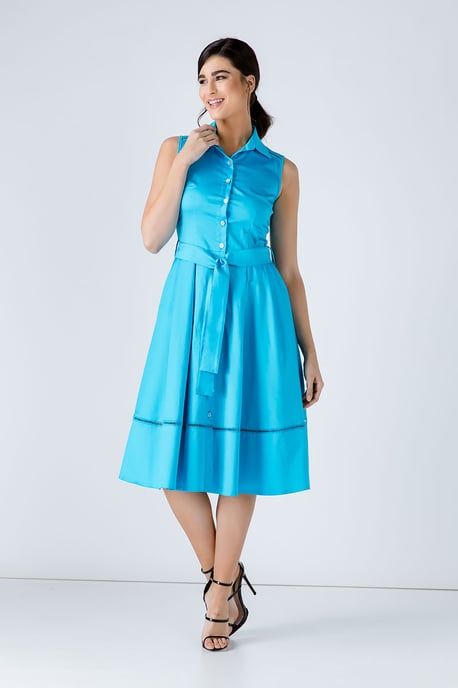 Vestido turquesa con botones - Image 2