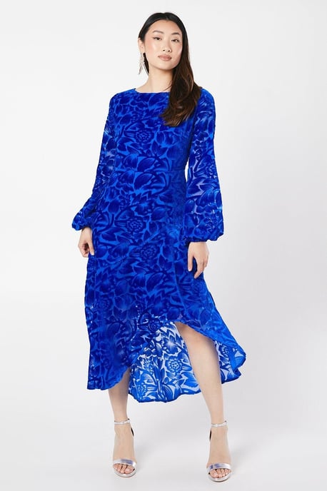 Floral Velvet Devore Midi Dress - Image 1