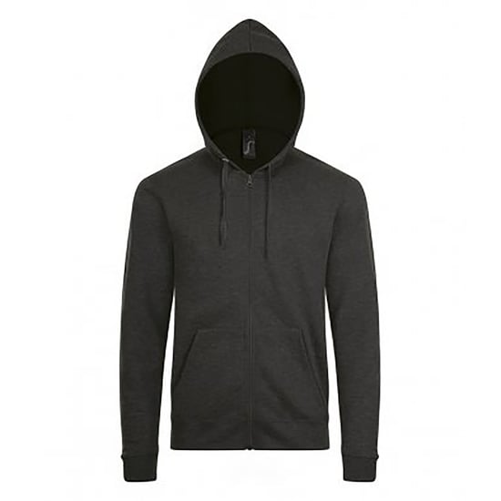SOLS Mens Stone Zip Up Plain Hoodie (Charcoal Marl) - Image 1