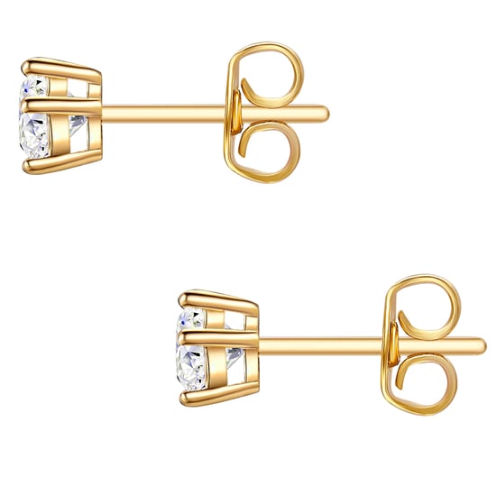 Set (necklace + stud earring) sterling silver yellow gold embellished with swarovski crystals® white Rafaela Donata - Image 3