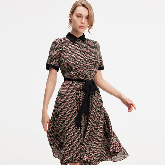 Printed Shirt dress print and contrasting collar - Image 5