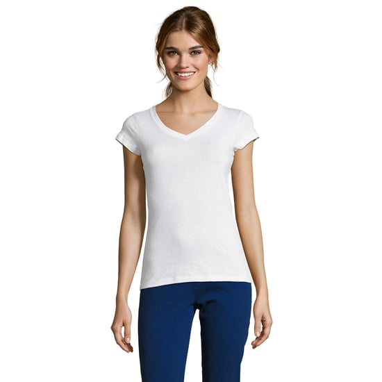 SOLS Womens/Ladies Moon V Neck T-Shirt (White) - Image 1