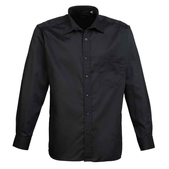 Premier Mens Poplin Long-Sleeved Shirt (Black) - Image 1