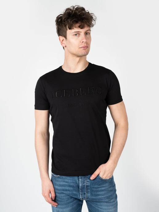Iceberg T-Shirt C-Neck del hombre negro - Image 3