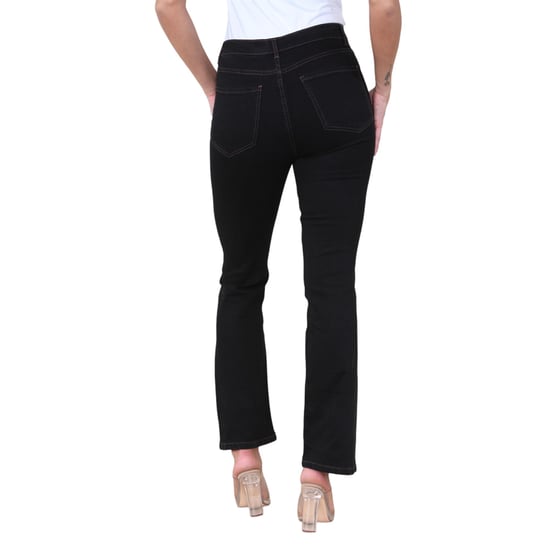 Womens Magic Shaping High Waisted Slim Flare Leg Jeans in Black - Image 2