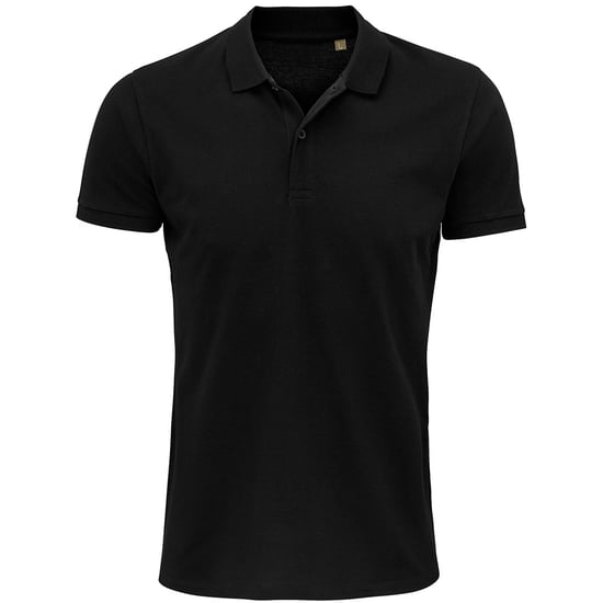 SOLS Mens Planet Pique Organic Polo Shirt (Black) - Image 1