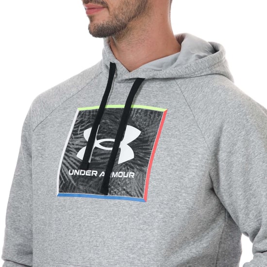 Men's Under Armour UA Rival Fleece Graphic Hoody in Grey