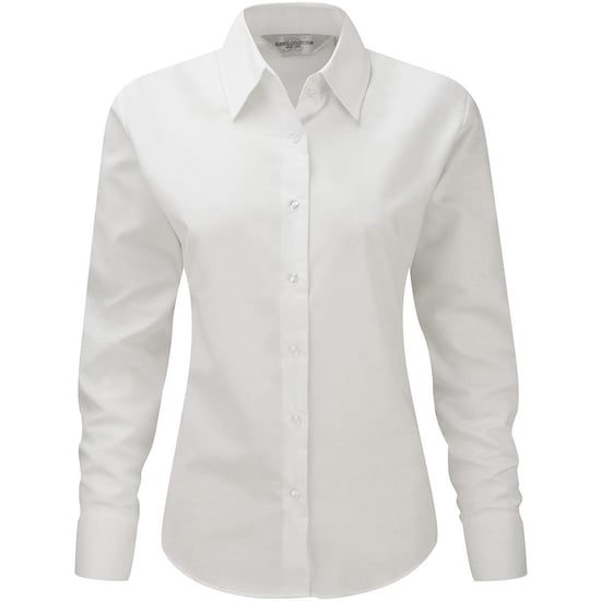 Russell Collection Mens Long Sleeve Easy Care Oxford Shirt (White) - Image 2