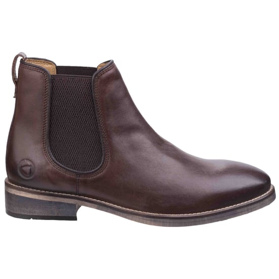 Cotswold Mens Corsham Town Leather Pull On Casual Chelsea Ankle Boots (Dark Brown) - Image 2