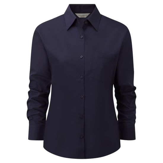 Russell Collection Ladies/Womens Long Sleeve Shirt (French Navy) - Image 2