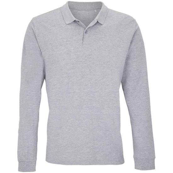 SOLS Unisex Adult Planet Marl Pique Long-Sleeved Polo Shirt (Grey Marl) - Image 1