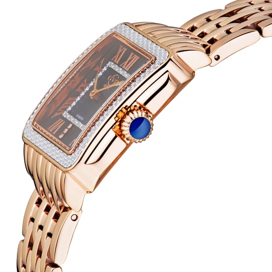 GV2 Reloj de acero inoxidable dorado con madreperla, diamantes y movimiento de cuarzo suizo para mujer, modelo Padova 12306B. - Image 3