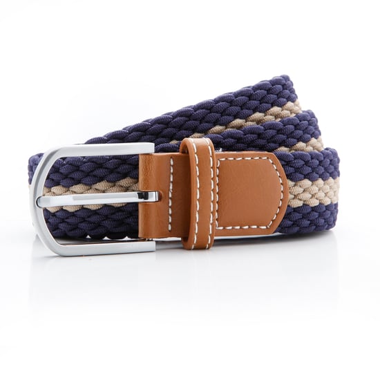 Asquith & Fox Mens Two Colour Stripe Braid Stretch Belt (Navy/Khaki) - Image 1