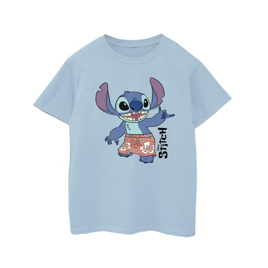 Disney Girls Lilo & Stitch Bermuda Shorts Cotton T-Shirt (Baby Blue) - Image 1