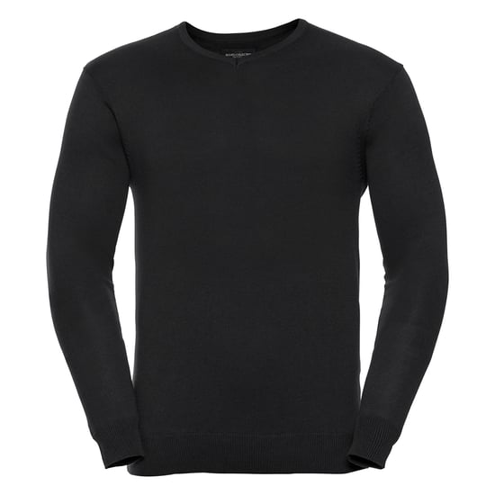 Russell Collection Mens Knitted V Neck Sweatshirt (Black) - Image 1