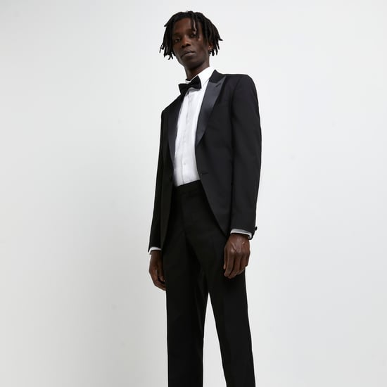 River Island Mens Suit Trousers Black Slim Fit Tuxedo