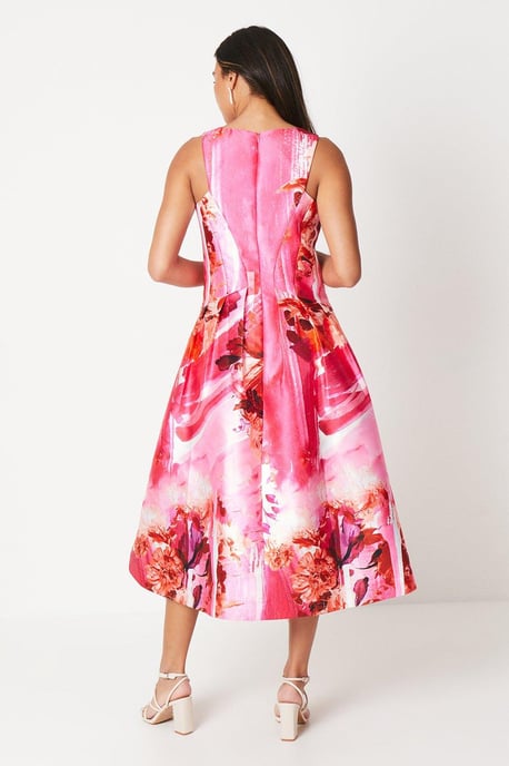 Seam Detail Twill Midi Dress