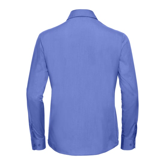 Russell Collection Womens/Ladies Poplin Easy-Care Long-Sleeved Shirt (Corporate Blue) - Image 2