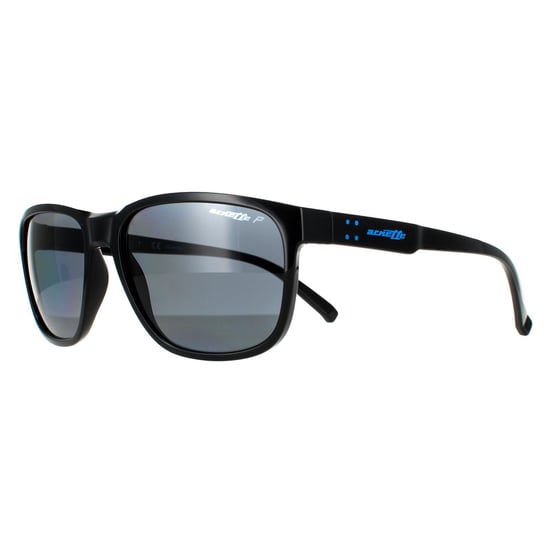 Gafas de sol polarizadas Arnette Rectangle para hombre en negro brillante y gris oscuro - Image 2
