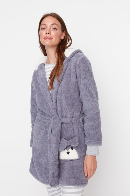 Trendyol Women's V Neck Short Dressing Gowns - Image 4