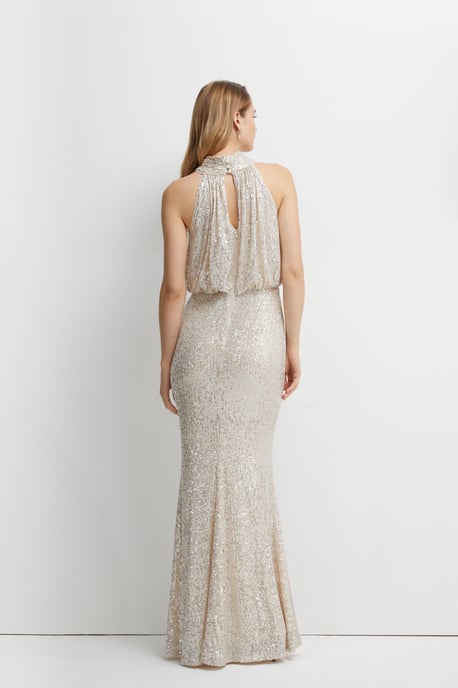 Halterneck Sequin Bridesmaids Maxi Dress - Image 4