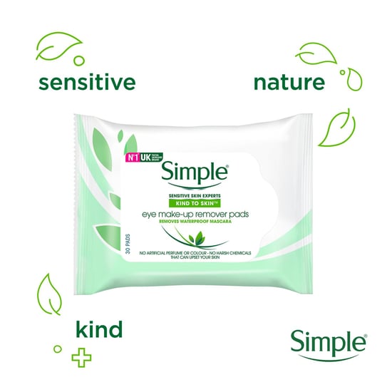 Simple Kind to Skin Eye Make-Up Remover Pads with Pro-vitamin B5, 3x 30 Pads