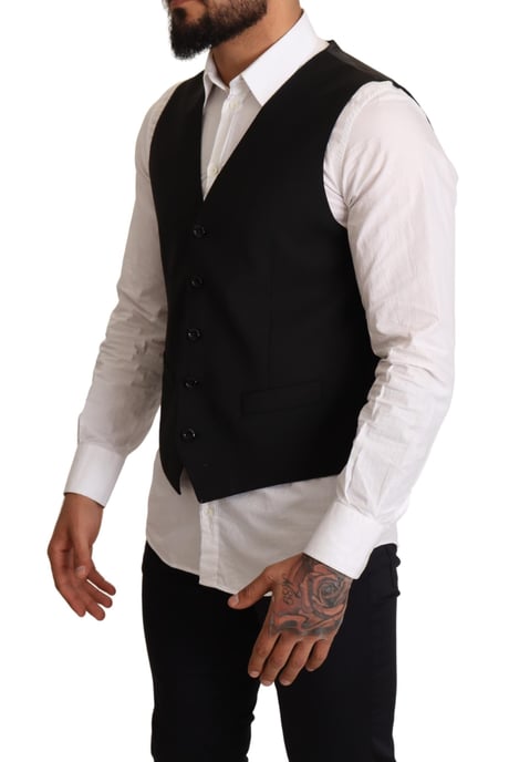 Chaleco Formal de Lana Negra para Hombre de Dolce & Gabbana - Image 2