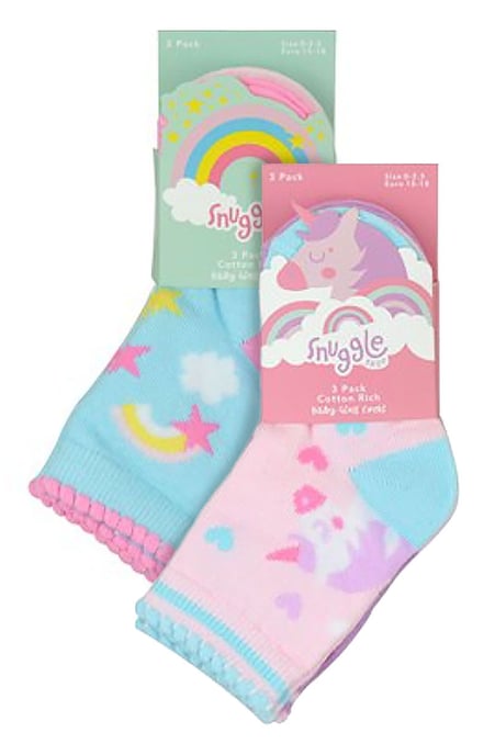 Calcetines de diseño unicornio para bebé niña | Paquete de 6 pares | Snob de calcetines | Calcetines de algodón suave - Unicornio - Image 2