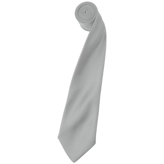 Premier Mens Plain Satin Tie (Narrow Blade) (Pack of 2) (Silver Grey) - Image 1