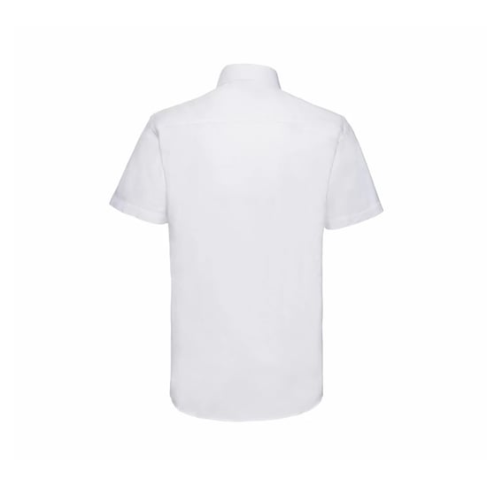 Russell Collection Mens Oxford Easy-Care Tailored Short-Sleeved Shirt (White) - Image 2