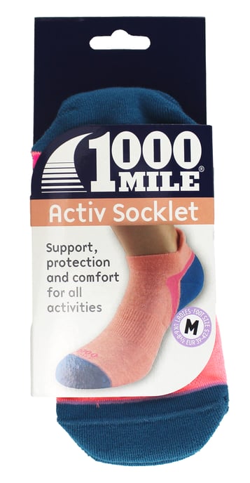 1000 Mile - Calcetines tobilleros transpirables para mujer de una capa Active Sport - Peach / Teal - Image 2
