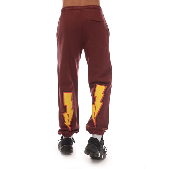 Joggers de algodón cepillado con cordón ajustable en color burdeos - Image 2