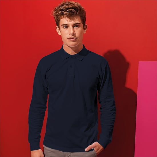 Asquith & Fox Mens Classic Fit Long Sleeved Polo Shirt (Navy) - Image 2