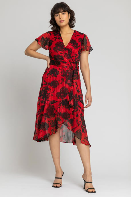 Floral Print Wrap Midi Dress