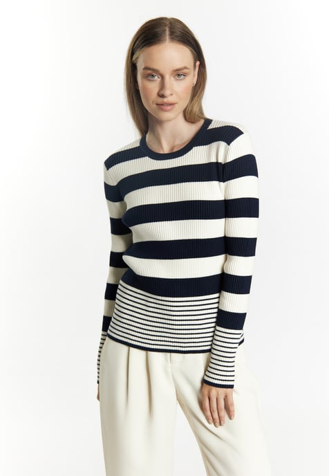 Dreimaster Knitted pullover women marine wool white - Image 3