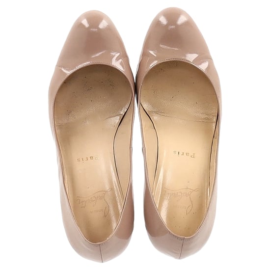 Christian Louboutin Dolly 85 Round Toe Pumps in Nude Patent Leather - Image 3