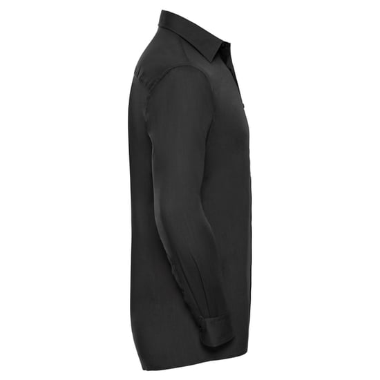 Russell Collection Mens Classic Cotton Poplin Long-Sleeved Shirt (Black) - Image 3