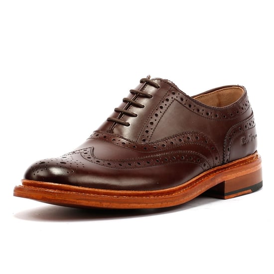 Ben Sherman Sugarman Brogue Leather Men's Mocha Lace-Up Shoes - Image 3