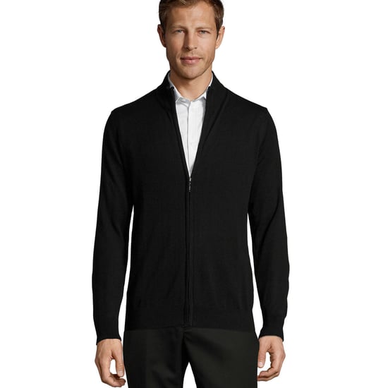 SOLS Mens Gordon Knitted Zipped Cardigan (Black) - Image 1