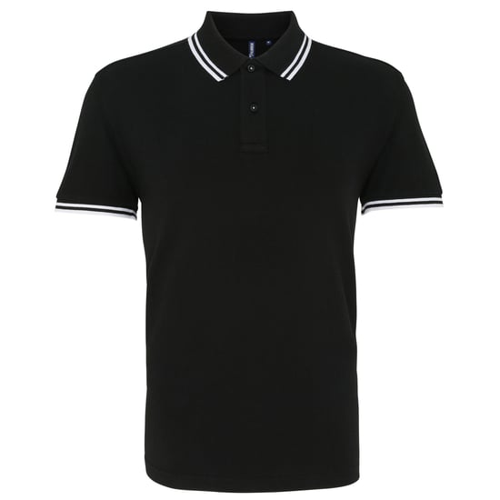 Asquith & Fox Mens Classic Fit Tipped Polo Shirt (Black/ White) - Image 1