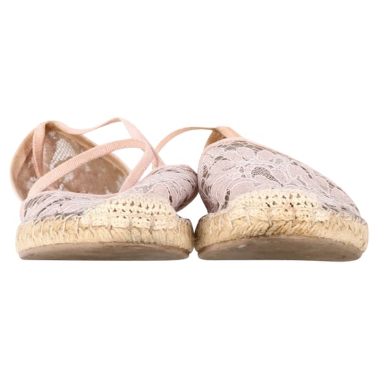 Valentino Garavani Floral Lace Self-Tie Espadrille Flats in Pink Polyester - Image 2