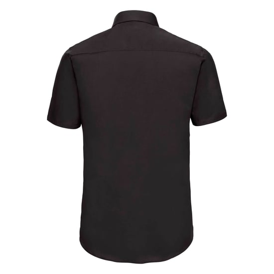 Russell Collection Mens Short Sleeve Easy Care Fitted Shirt (Black) - Image 2