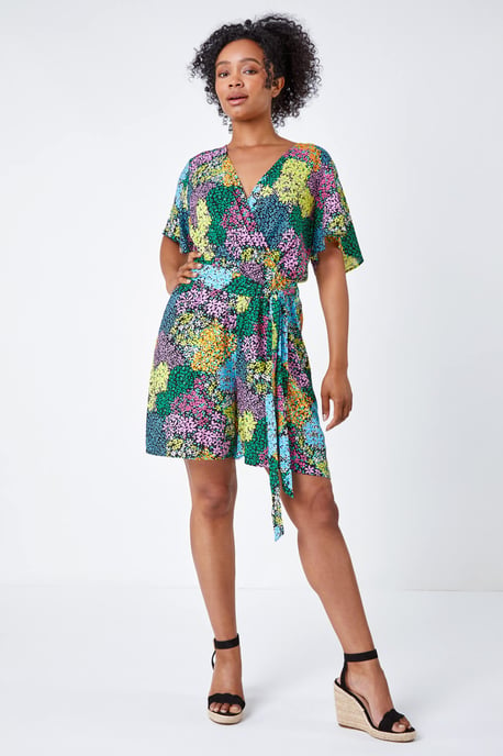 Petite Ditsy Floral Belted Playsuit