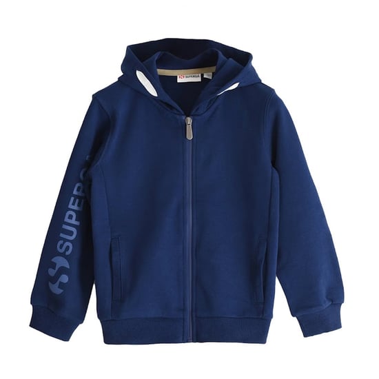 Superga Childrens/Kids Sleeve Print Full Zip Drawstring Hoodie (Navy)